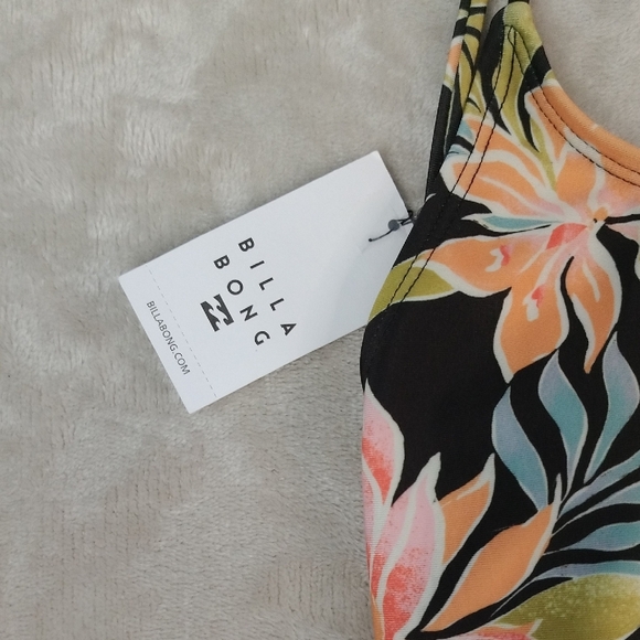 Billabong Black and Pink Floral One Piece Swimsuit NWT - Picture 2 of 14